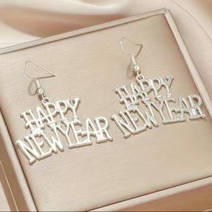HAPPY NEW YEAR Silver Earrings